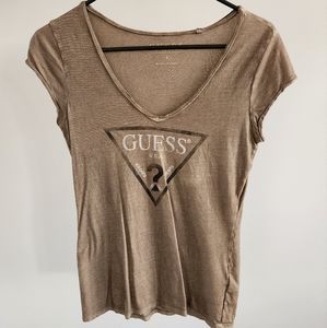 Guess T-shirt, Olive Brown - Size Small